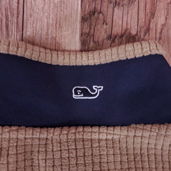 Vineyard Vines Mens Size Large Grid Fleece Full Zip Jacket Brown Whale Warm - Picture 10 of 14